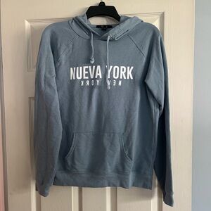Nueva York New York hoodie forever 21 blue womens juniors top large active